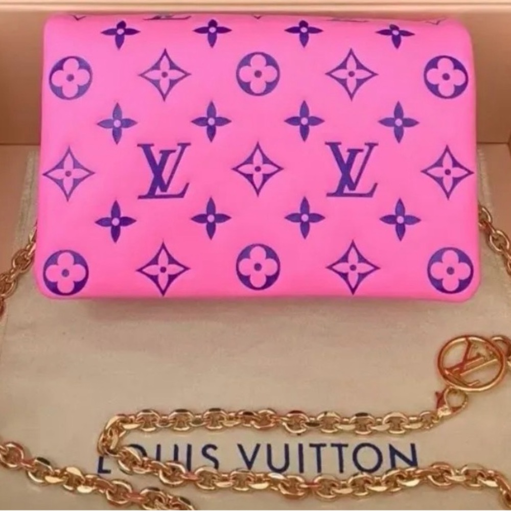 LV Coussin Bag .• Pink Purple Gold chain strap